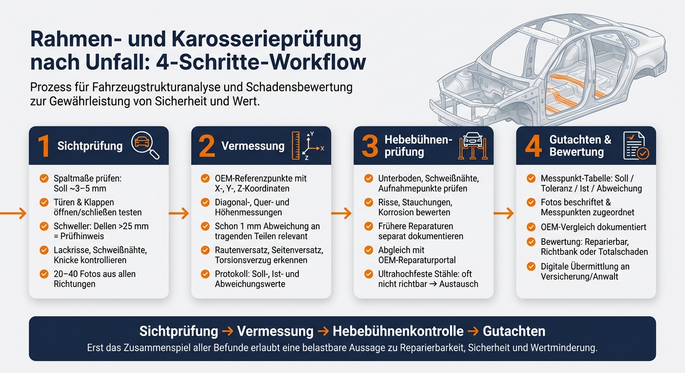 Rahmen- & Unibody-Prüfung nach Unfall: 4-Schritte-Ablauf