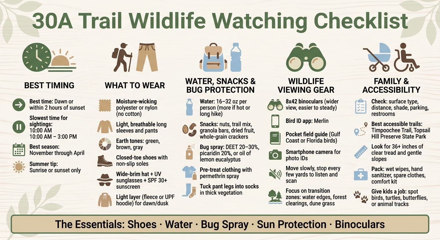 30A Trail Wildlife Watching Checklist: What to Bring & When to Go