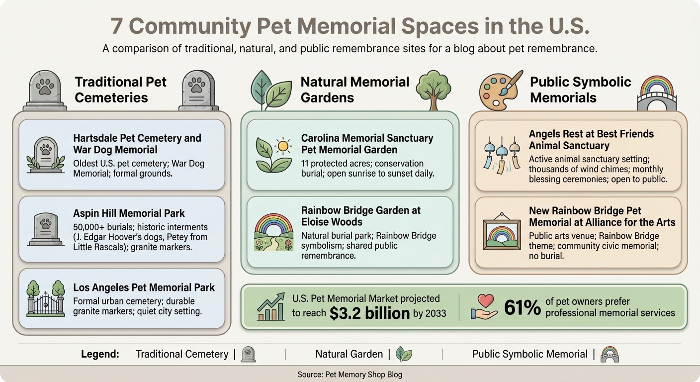 7 Community Pet Memorial Spaces in the U.S.: A Visual Comparison