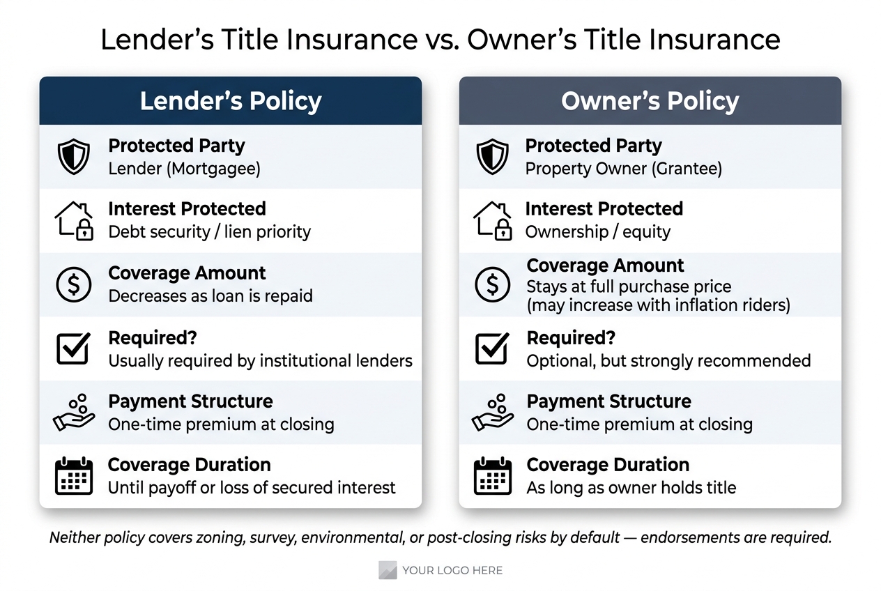 Lender's vs. Owner's Title Insurance: Key Differences at a Glance