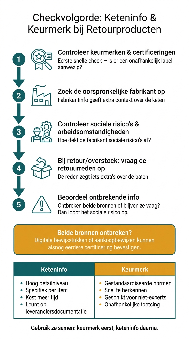 Keteninfo vs. Keurmerk: Praktische Checkvolgorde voor Retourproducten
