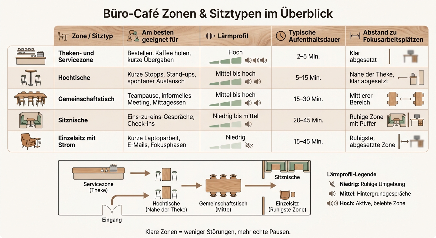 Büro-Café Zonen & Sitztypen: Der richtige Platz für jeden Moment