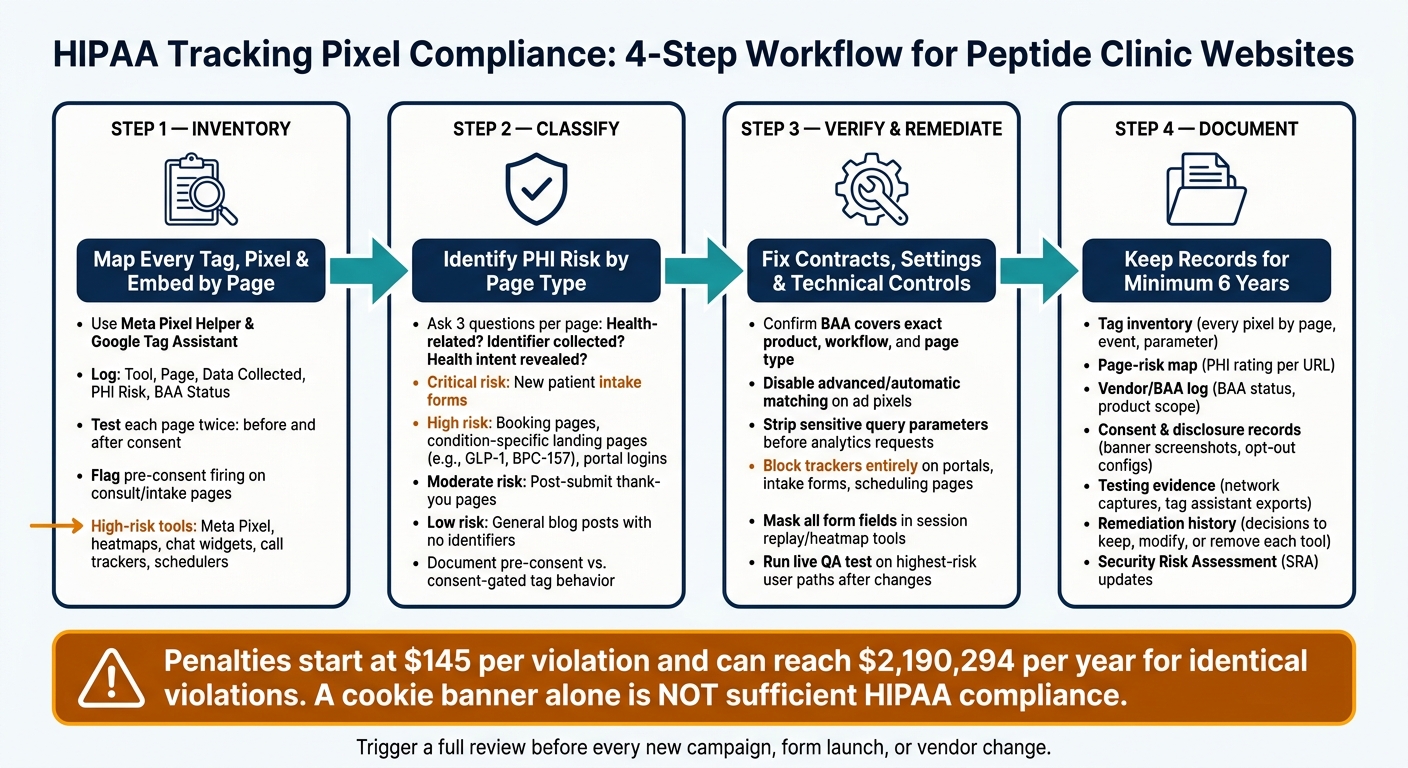 HIPAA Tracking Pixel Compliance Workflow for Peptide Clinic Websites