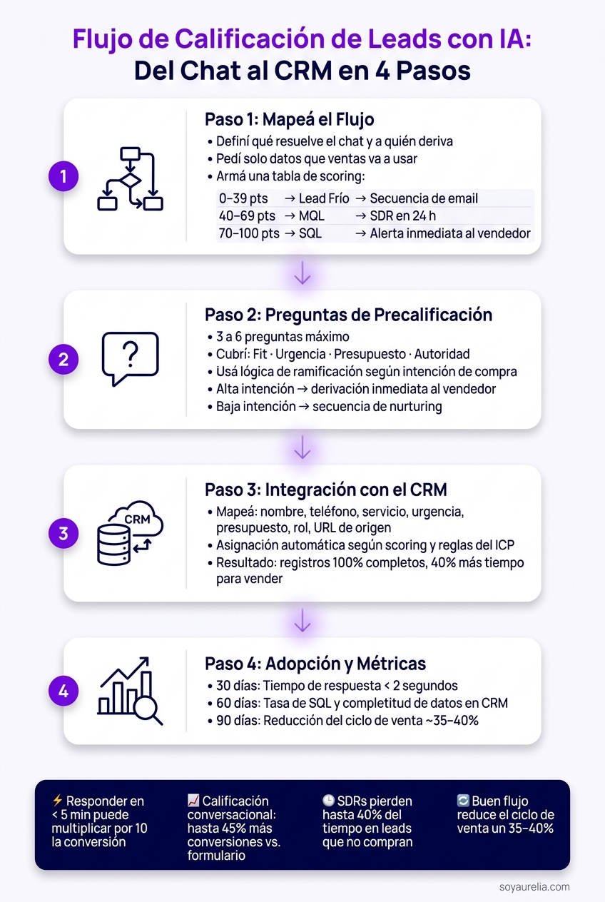 Flujo de Calificación de Leads con IA: Del Chat al CRM en 4 Pasos