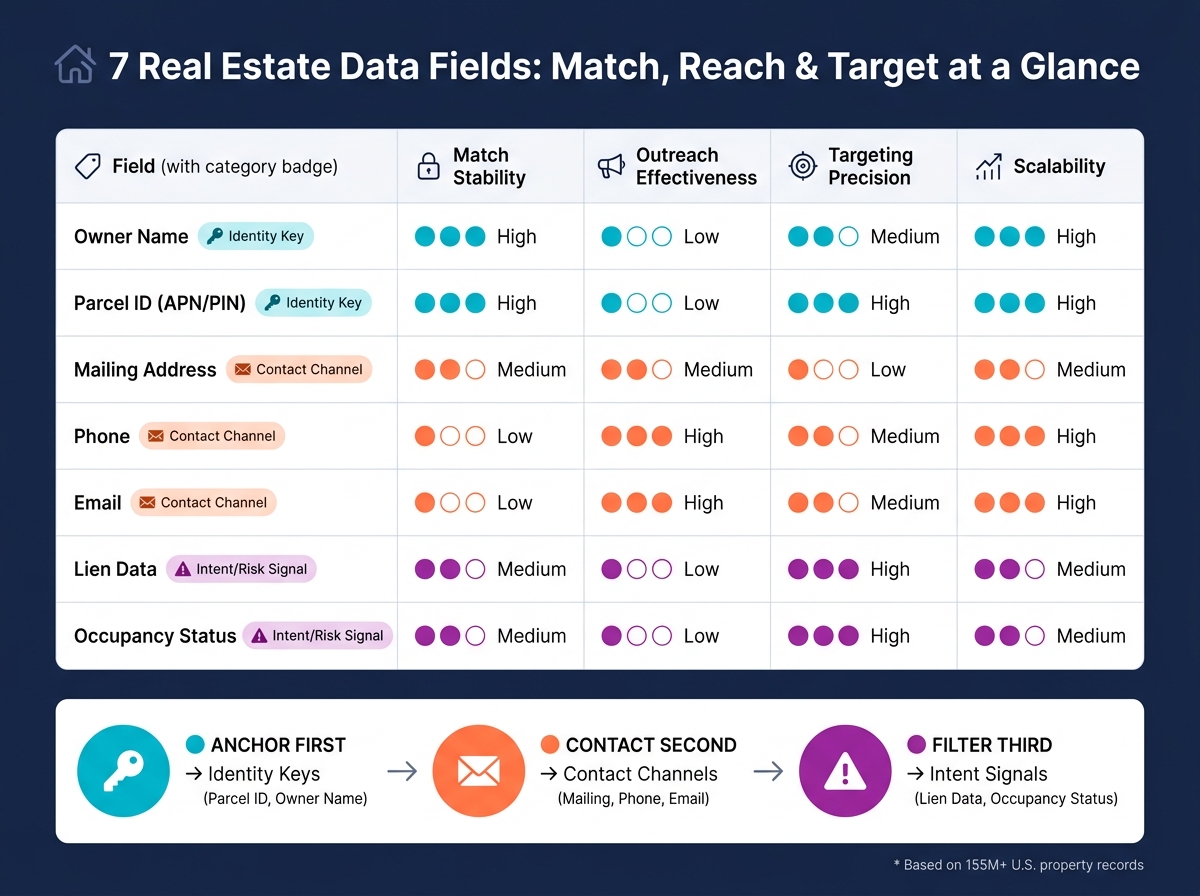 7 Real Estate Data Fields: Match, Reach & Target at a Glance