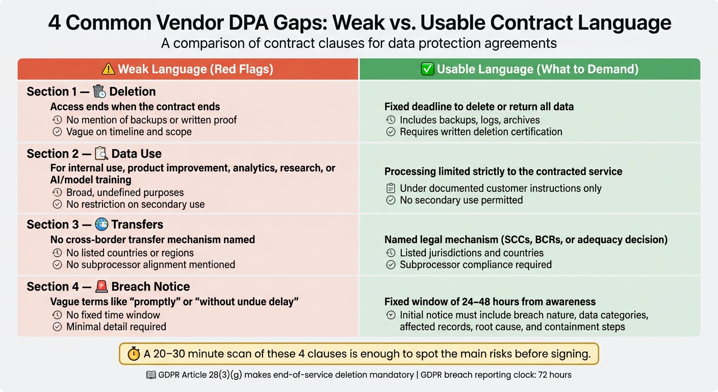 4 Common Vendor DPA Gaps: Weak vs. Usable Contract Language