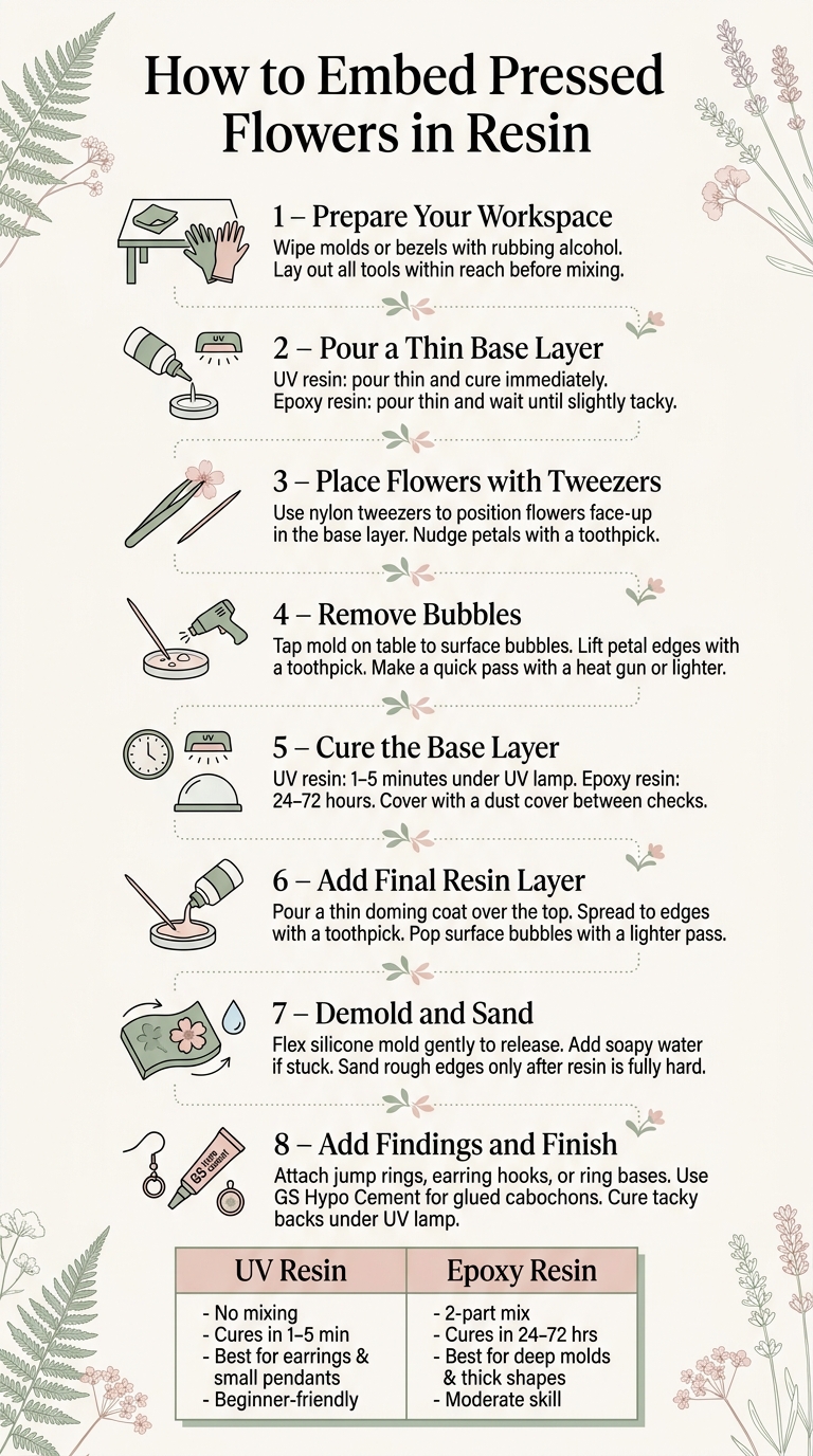 How to Make Pressed Flower Resin Jewelry: Step-by-Step Visual Guide