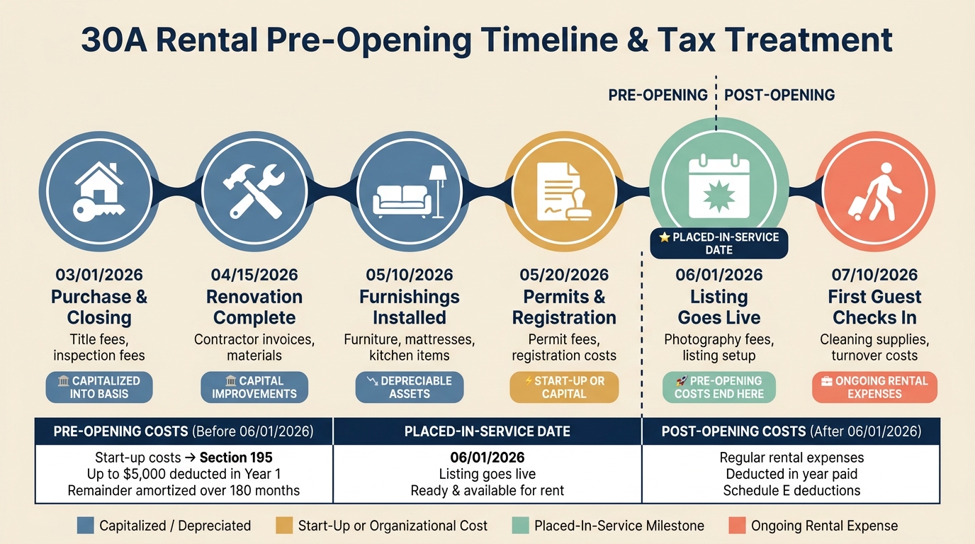 30A Rental Start-Up Cost Timeline: From Purchase to First Guest