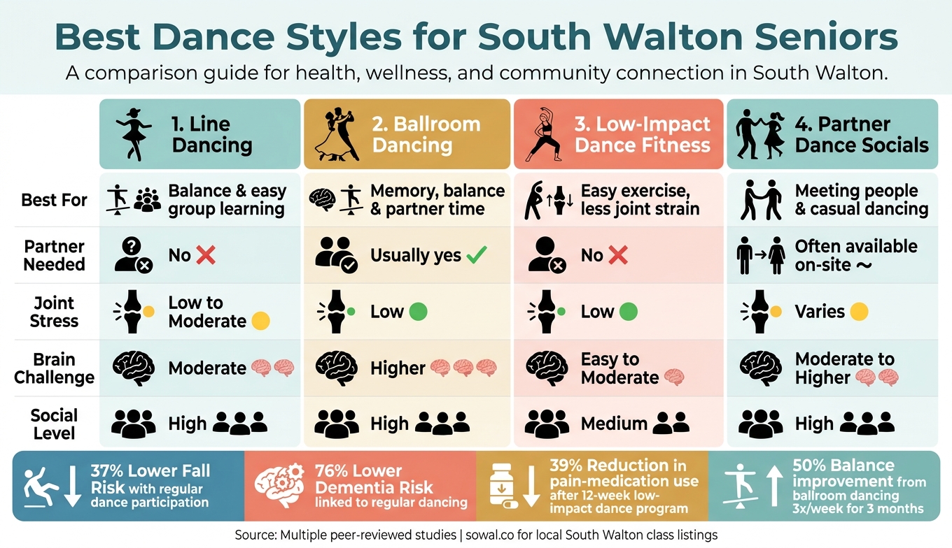 Best Dance Styles for South Walton Seniors: Side-by-Side Guide