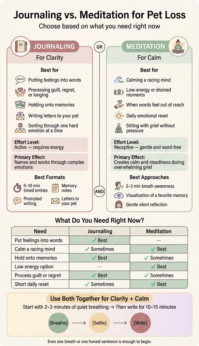 Journaling vs. Meditation for Pet Loss: Which One Do You Need?