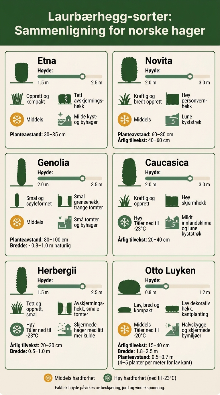 Laurbærhegg-sorter: Høyde, Bredde og Hardførhet Sammenlignet