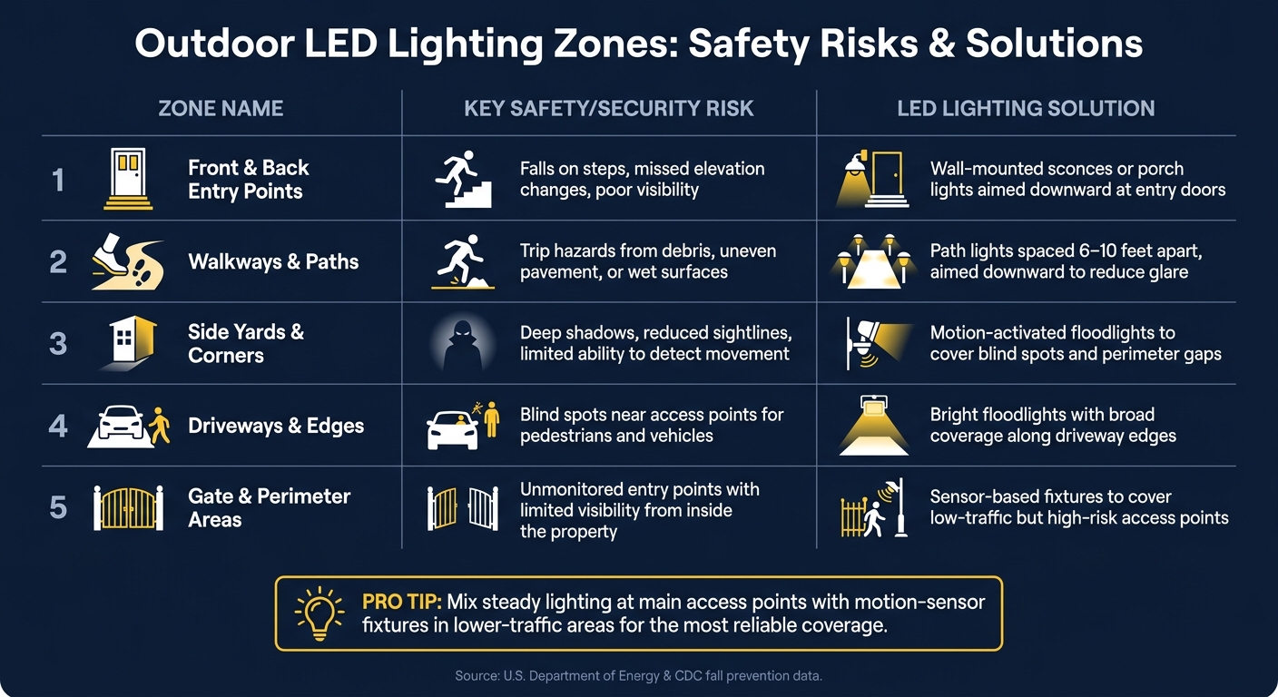 Outdoor LED Lighting Zones: Safety Risks & Solutions