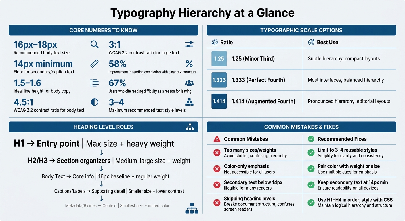 Typography Hierarchy: Key Rules, Numbers & Common Mistakes