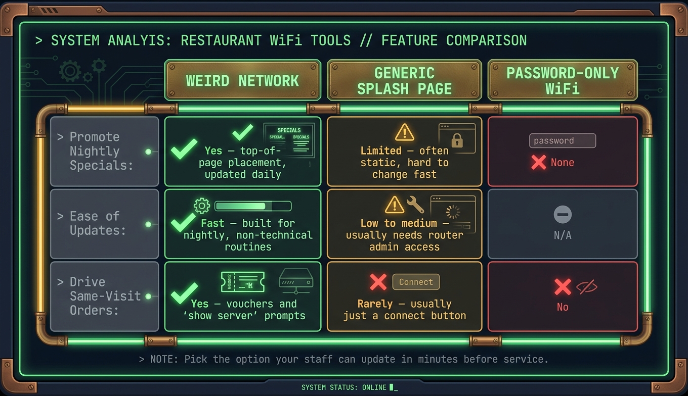 WiFi Login Page Tools for Restaurants: Feature Comparison