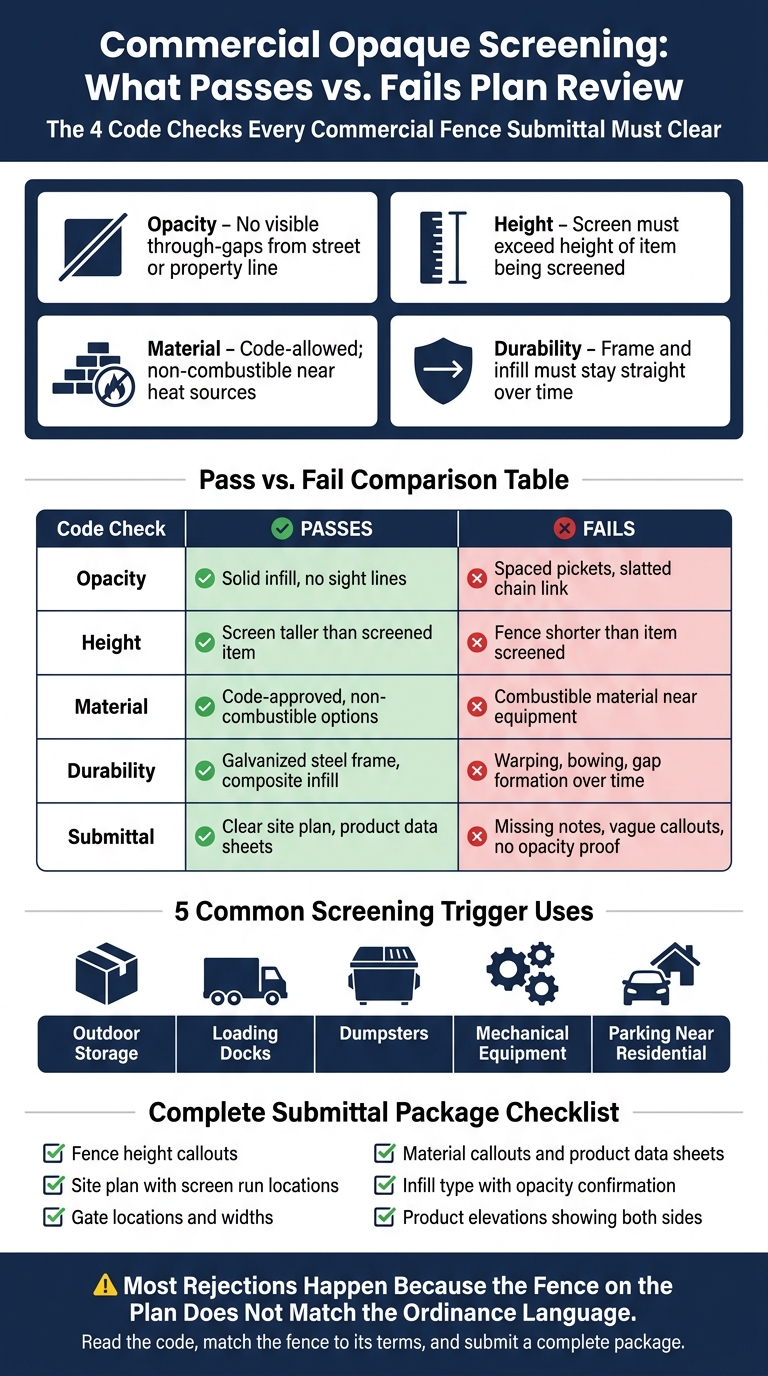 Commercial Opaque Screening: What Passes vs. Fails Plan Review