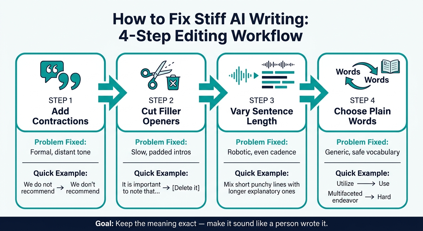 How to Fix Stiff AI Writing: 4-Step Editing Workflow