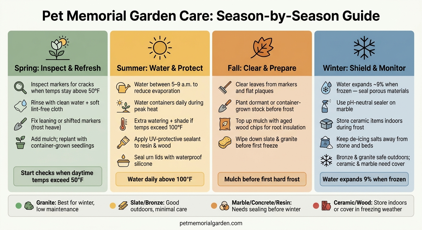 Seasonal Pet Memorial Garden Care Guide: Season-by-Season Cheat Sheet