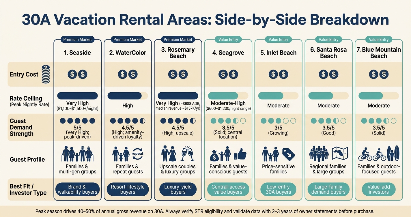 30A Vacation Rental Market Comparison: Best Areas for Rental Income