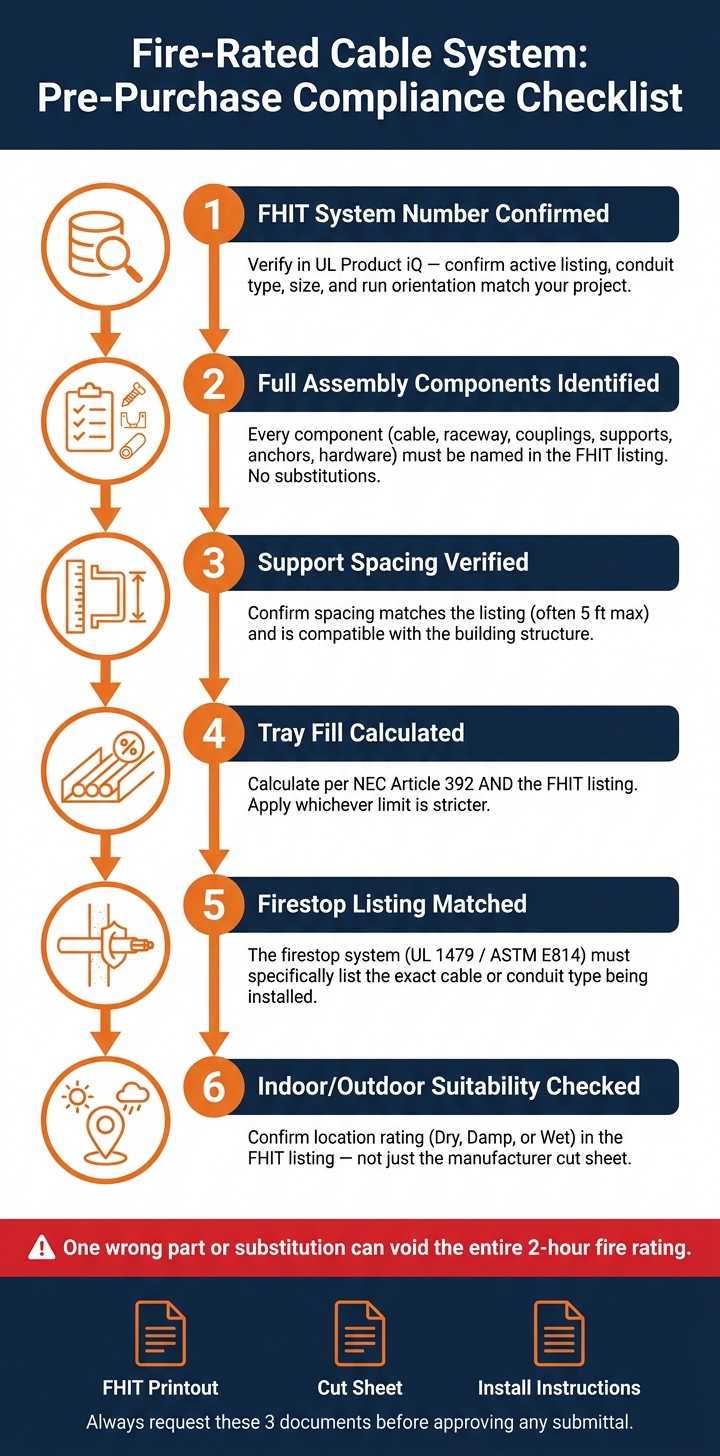 Fire-Rated Cable System Compliance Checklist: 6 Steps Before You Buy