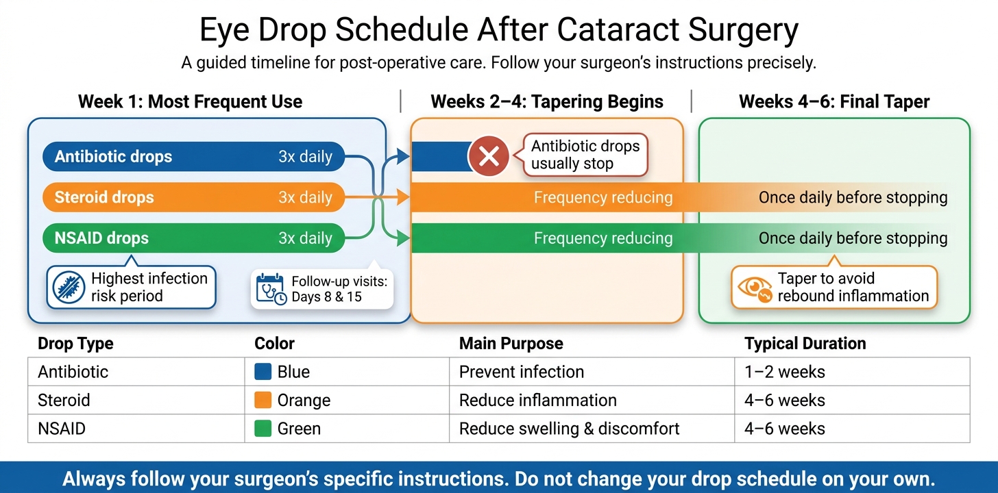 Eye Drop Schedule After Cataract Surgery: Week-by-Week Guide