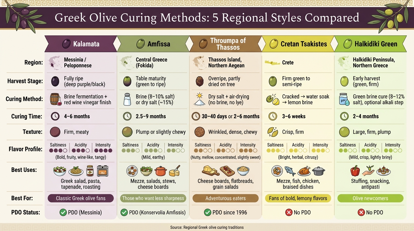 Greek Olive Curing Methods: 5 Regional Styles Compared