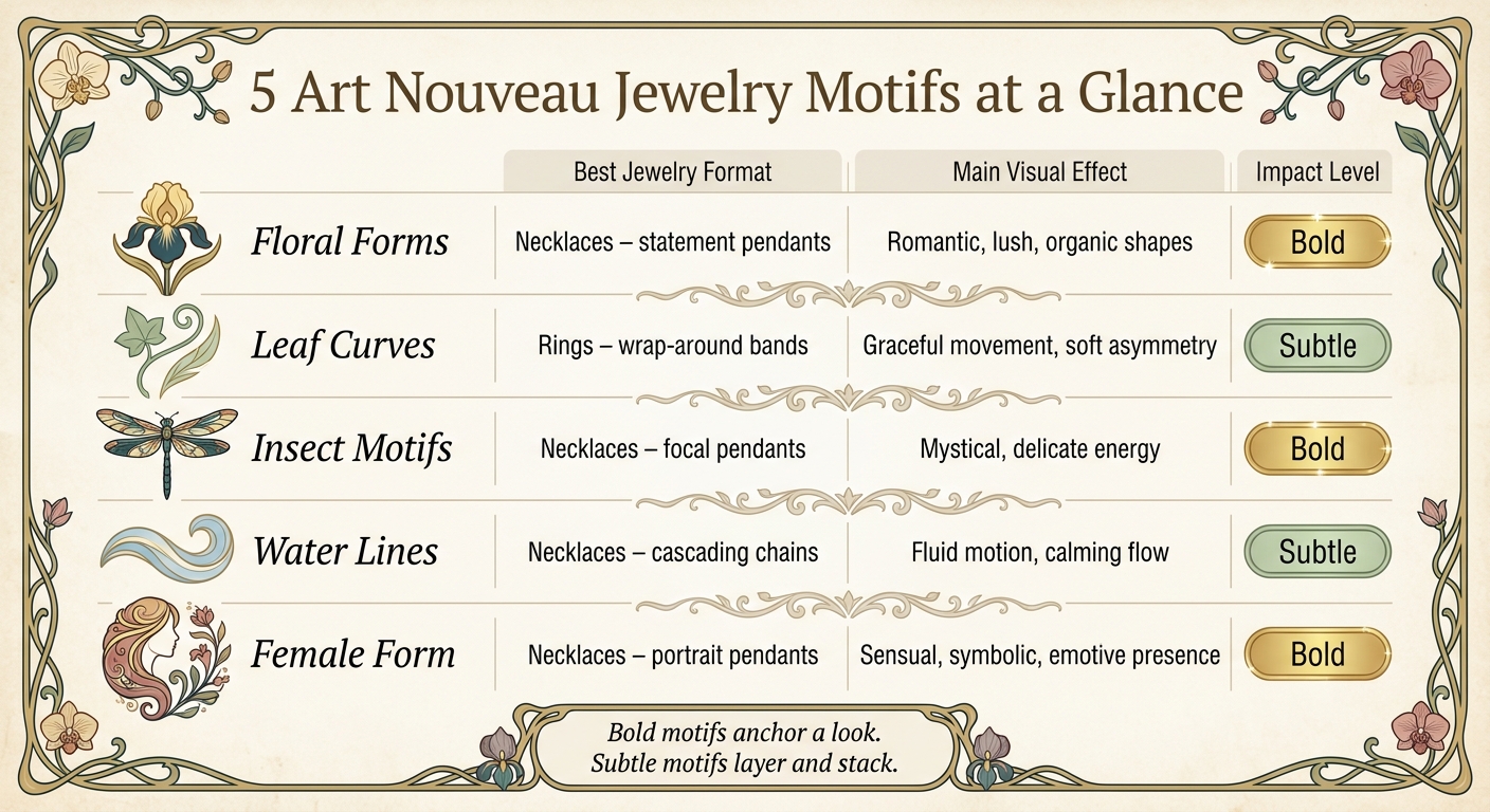 5 Art Nouveau Jewelry Motifs: Nature, Form & Effect