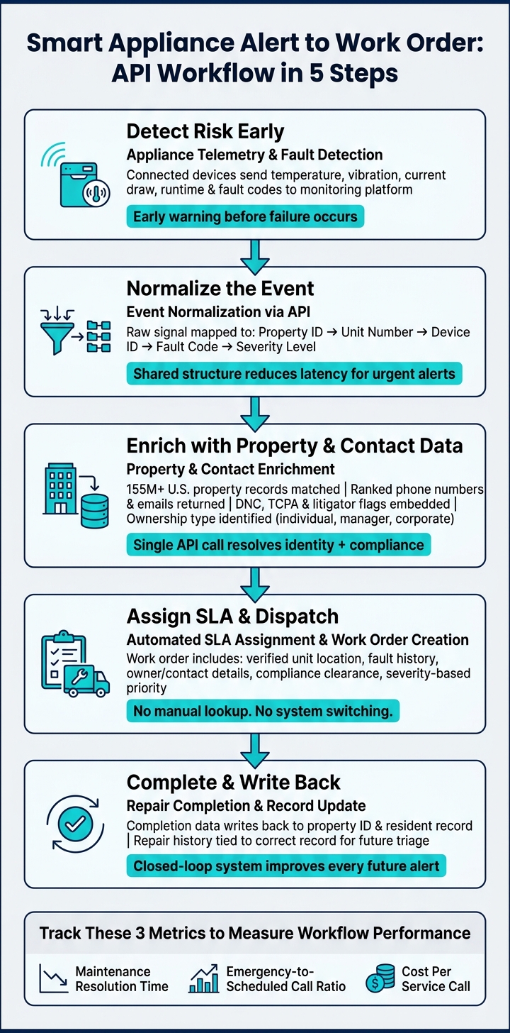 Smart Appliance Alert to Work Order: API Workflow in 5 Steps