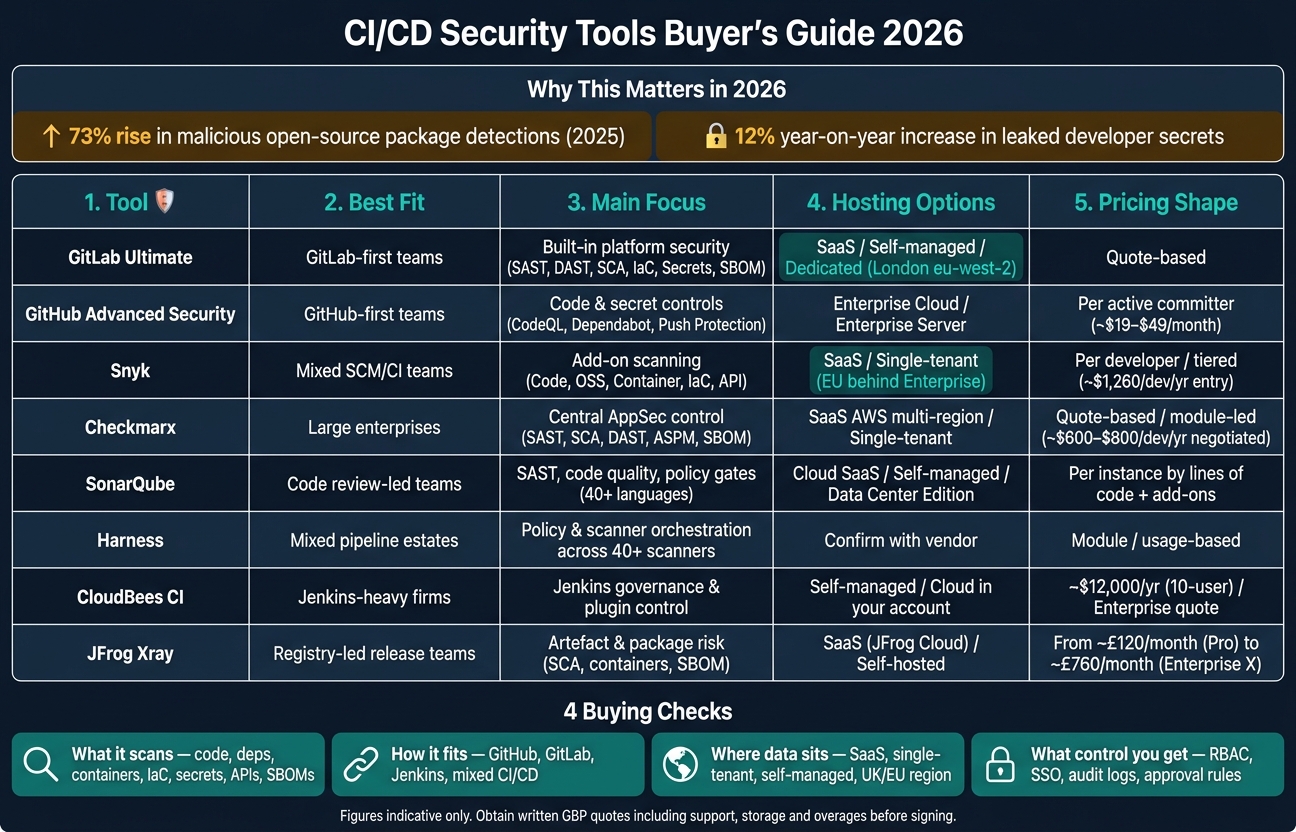 CI/CD Security Tools Comparison 2026: 8 Tools at a Glance