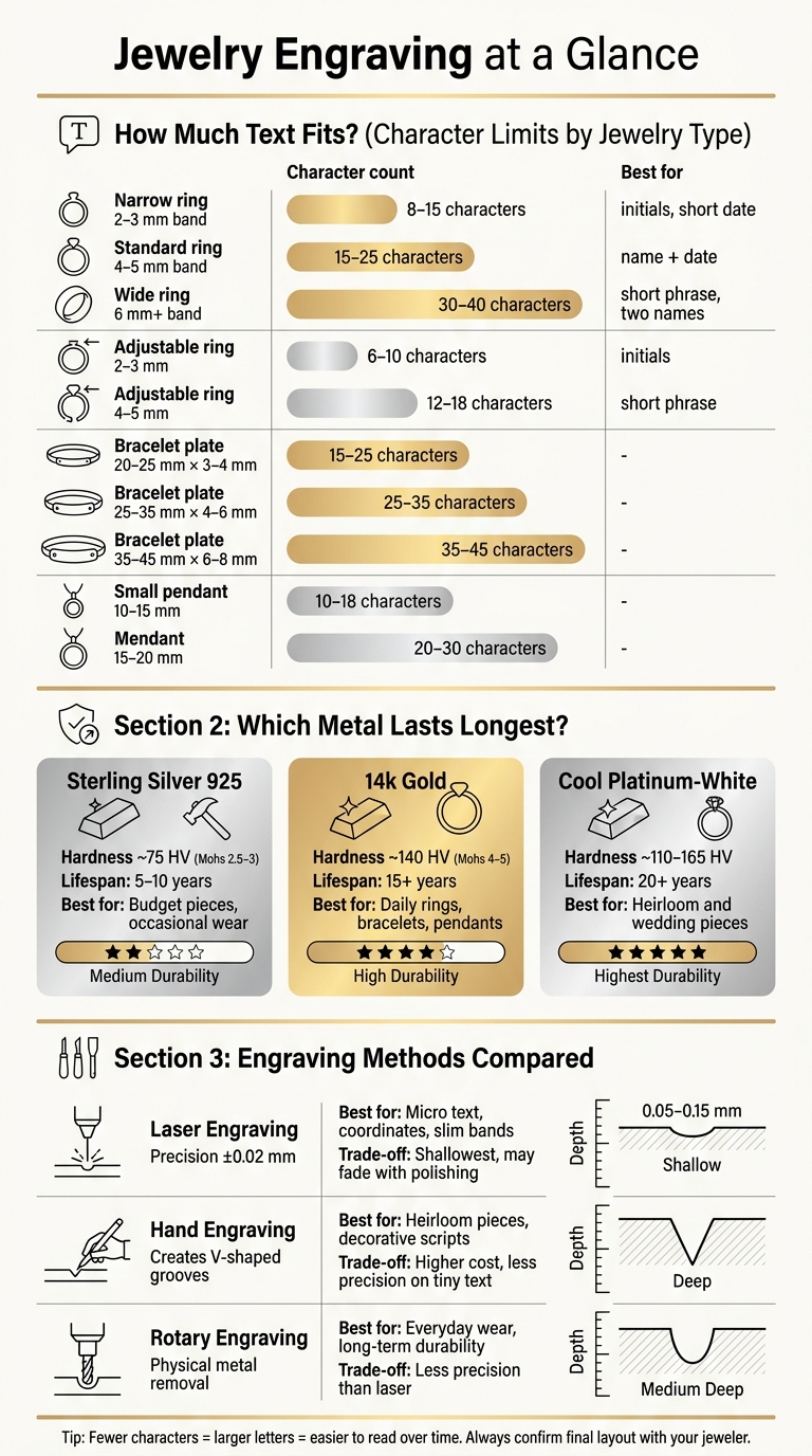 Jewelry Engraving Guide: Character Limits, Metals & Methods