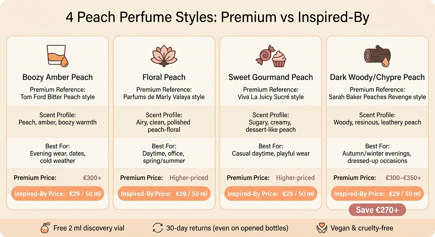4 Peach Perfume Styles: Premium vs Inspired-By Price Comparison