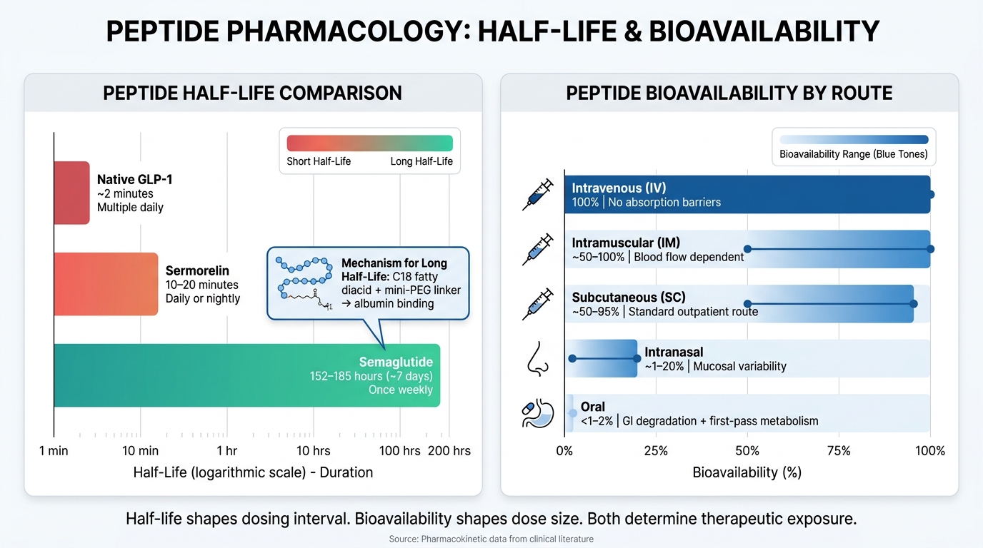 Peptide Half-Life & Bioavailability by Route: Key PK/PD Reference