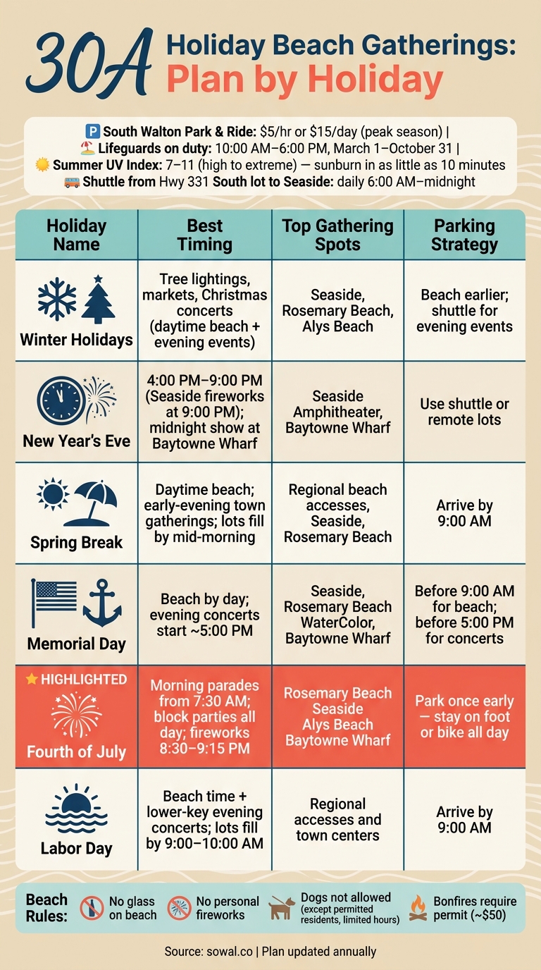 30A Holiday Beach Guide: Best Access Points & Event Hubs by Holiday