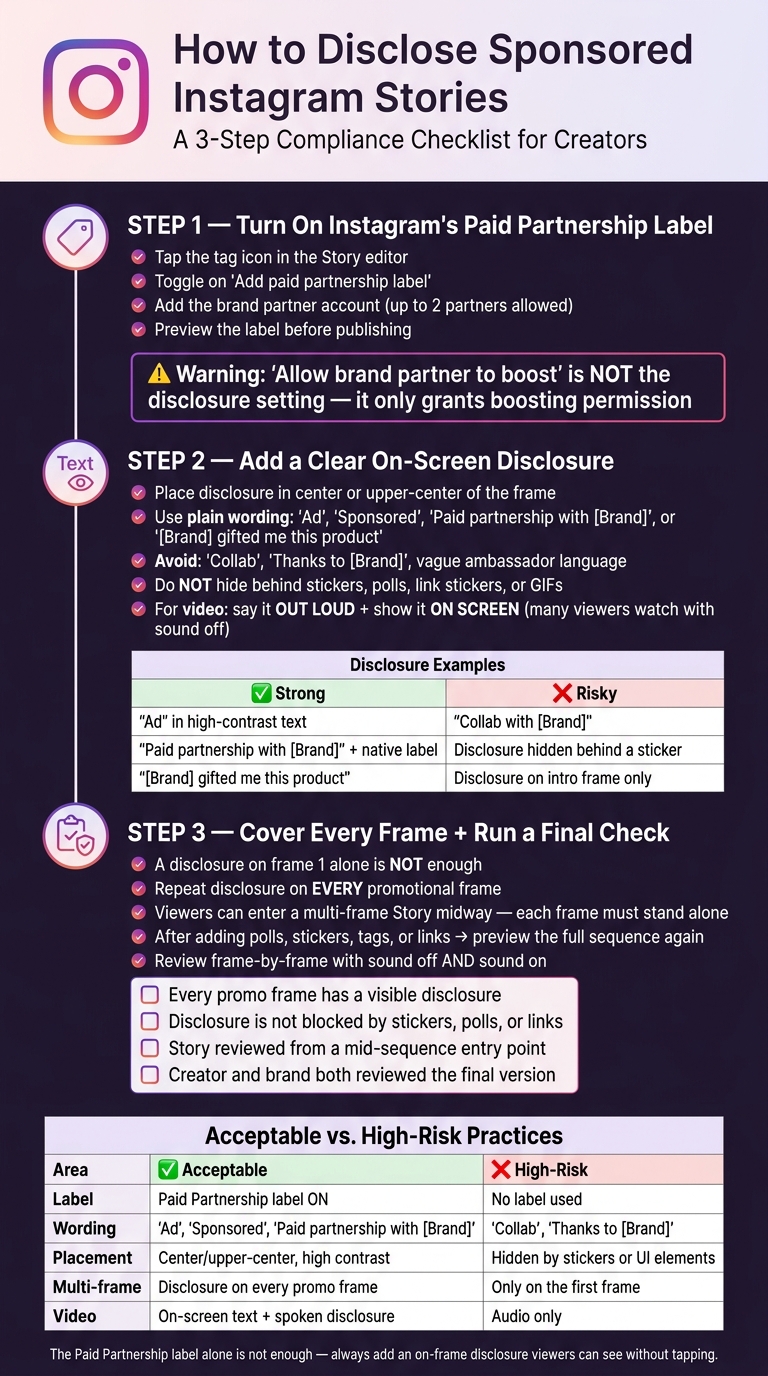 How to Disclose Sponsored Instagram Stories: 3-Step Compliance Checklist