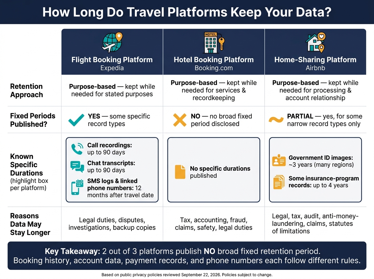 Travel Booking Data: How Long Is It Stored? 3 Travel Booking Data Retention: Expedia vs Booking.com vs Airbnb