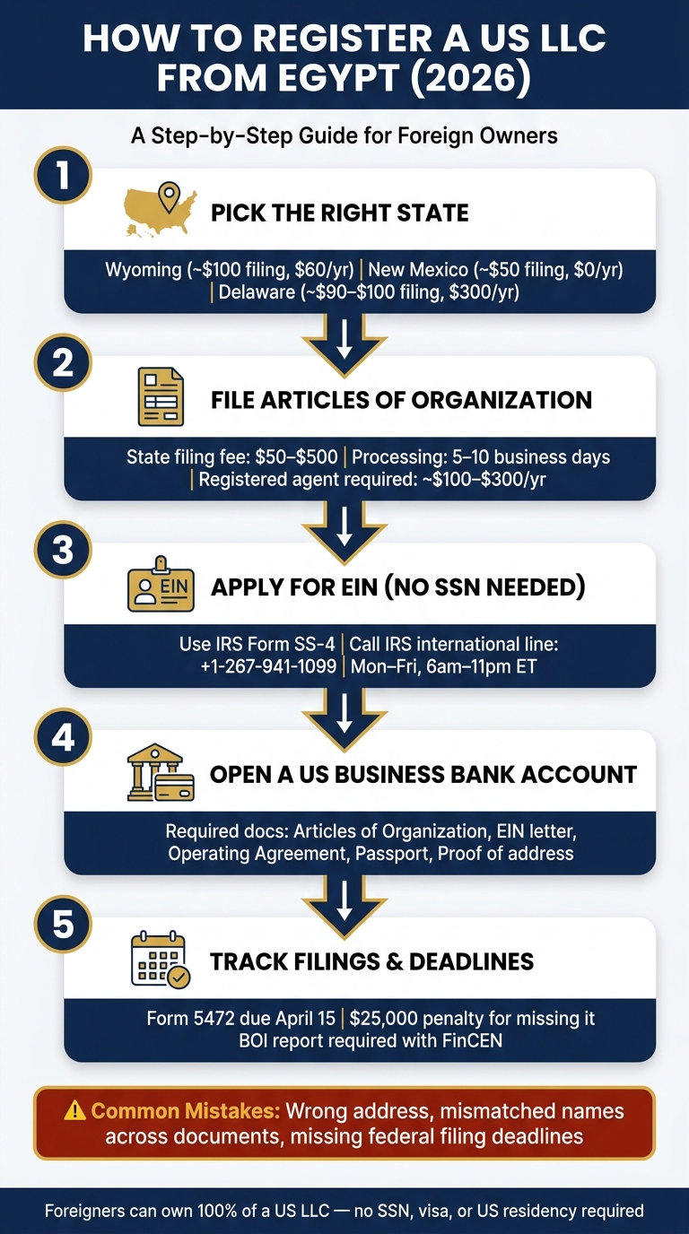 How to Register a US LLC from Egypt in 2026: Step-by-Step