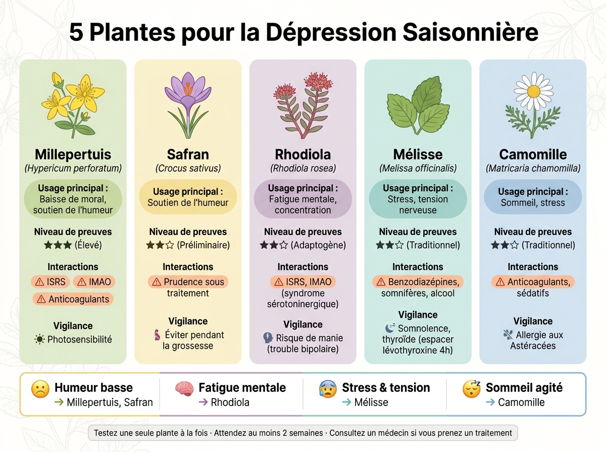 5 Plantes pour la Dépression Saisonnière : Guide Comparatif