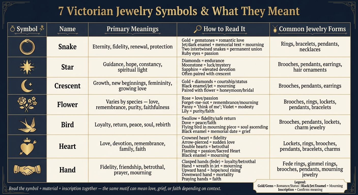 7 Victorian Jewelry Symbols: Meanings, Materials & Messages