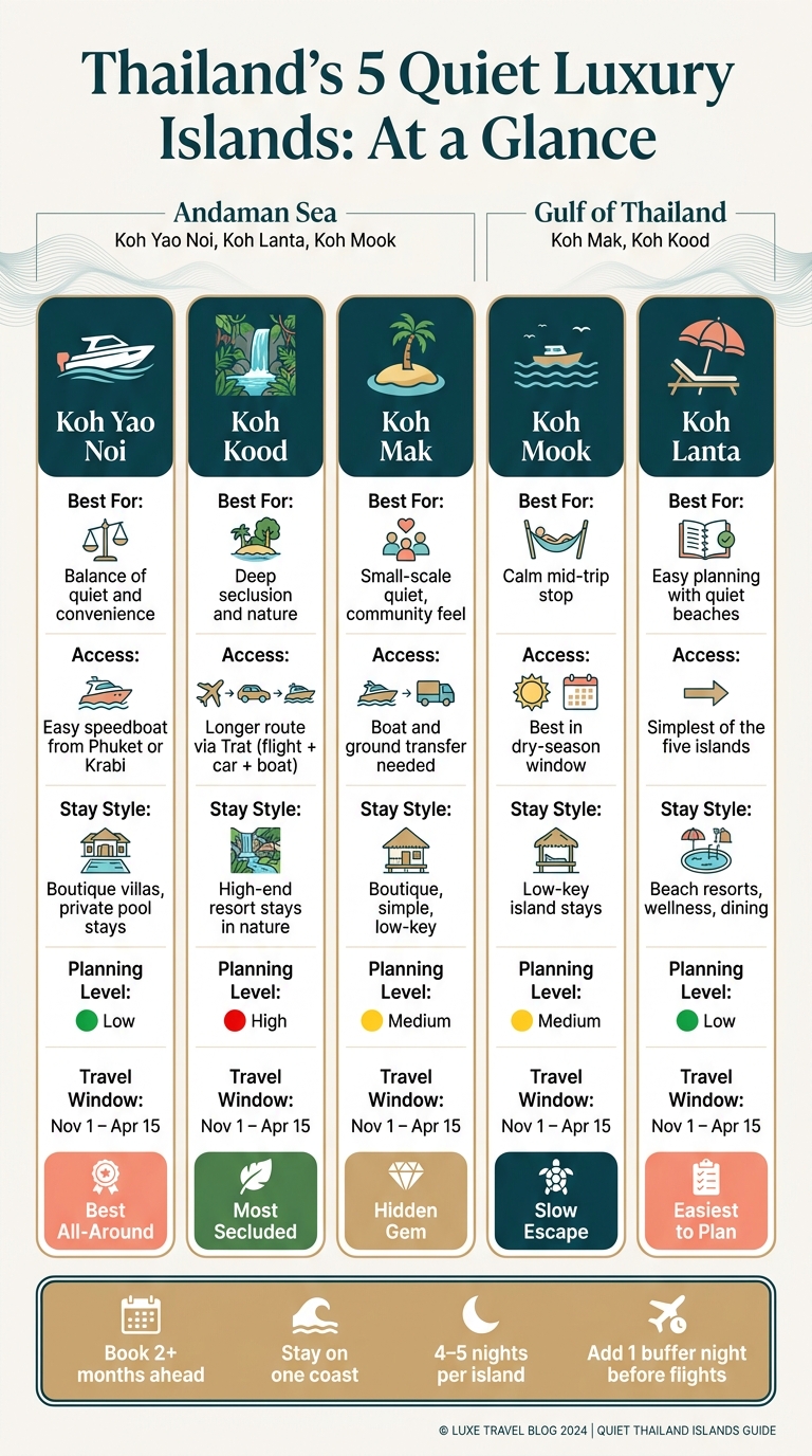 Thailand Quiet Luxury Islands: Side-by-Side Comparison Guide