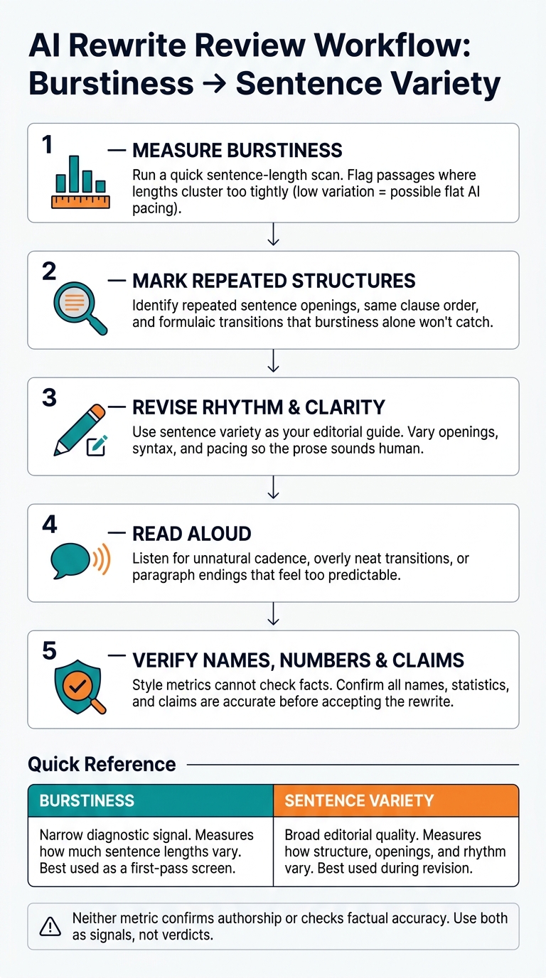 Burstiness vs Sentence Variety: The AI Rewrite Workflow