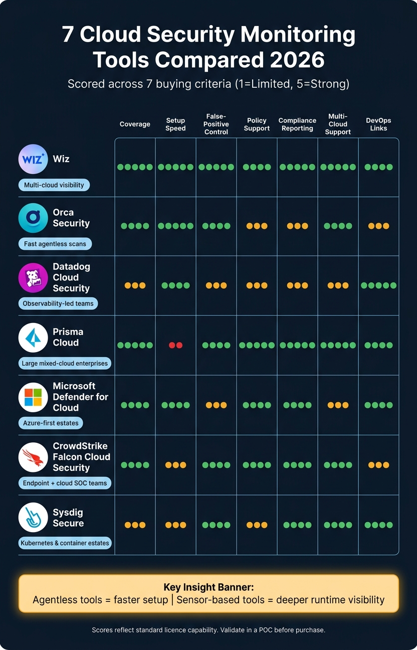 7 Cloud Security Monitoring Tools Compared: Scores &amp; Best Fit 2026