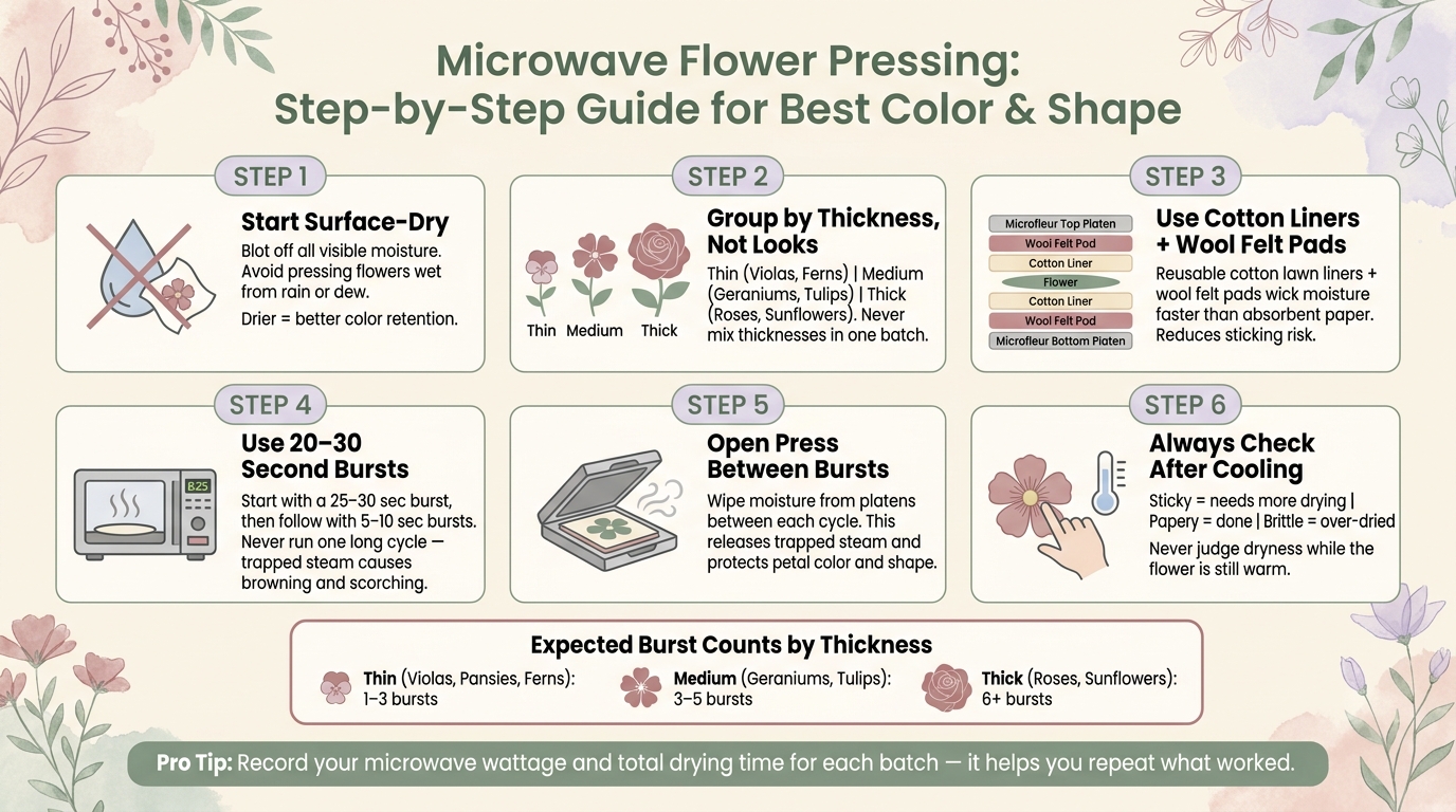 Microwave Flower Pressing: Step-by-Step Guide for Best Color & Shape