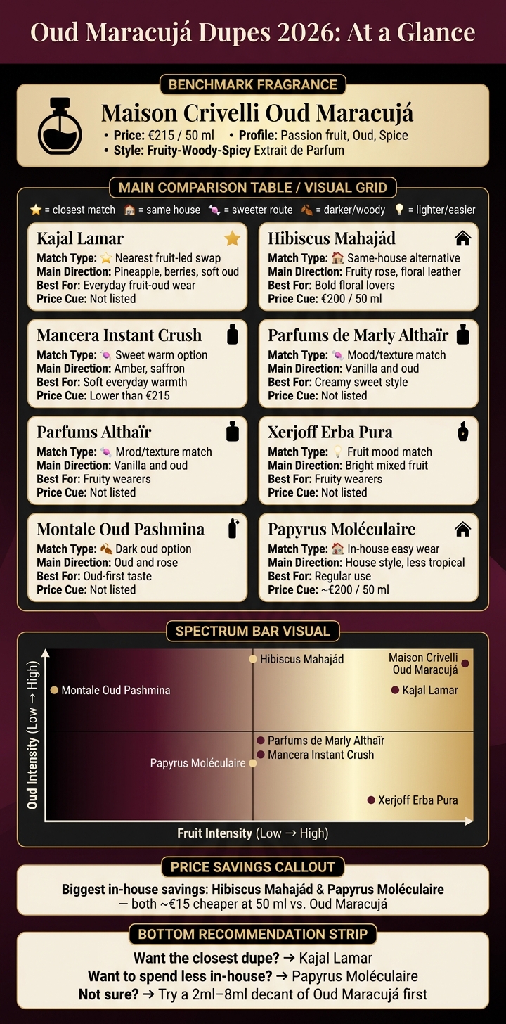 Oud Maracujá vs. 7 Dupes: Fragrance Comparison Chart 2026