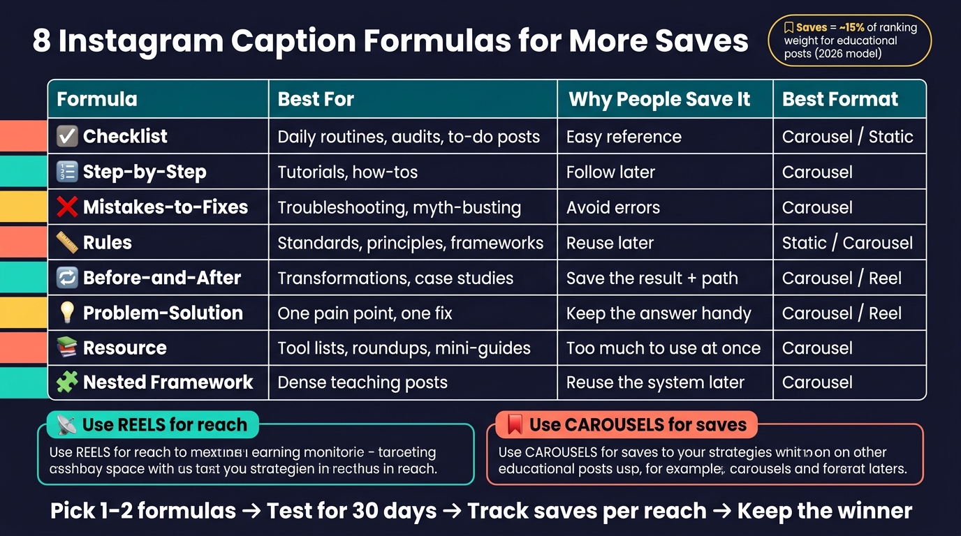 8 Instagram Caption Formulas for More Saves: Quick Comparison Guide