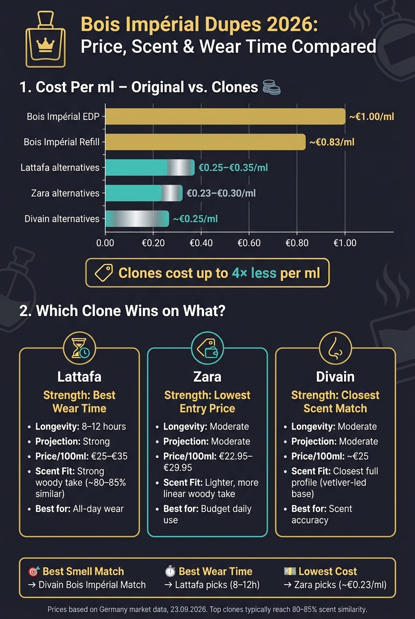 Bois Impérial Dupes 2026: Price, Scent & Wear Time Compared
