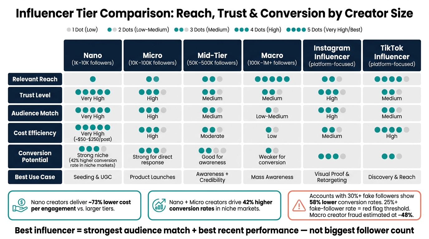 Influencer Tier Comparison: Reach, Trust & Conversion by Creator Size