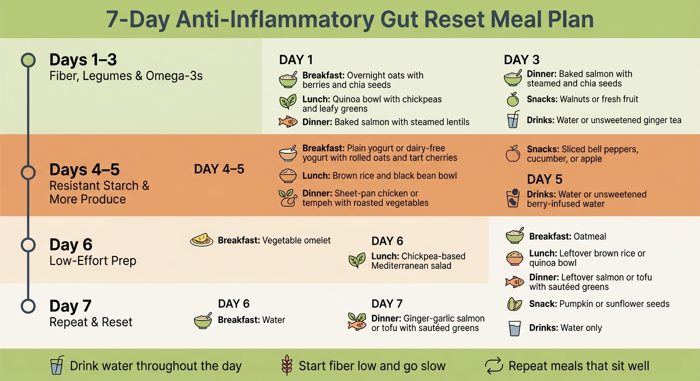 7-Day Anti-Inflammatory Gut Reset Meal Plan at a Glance