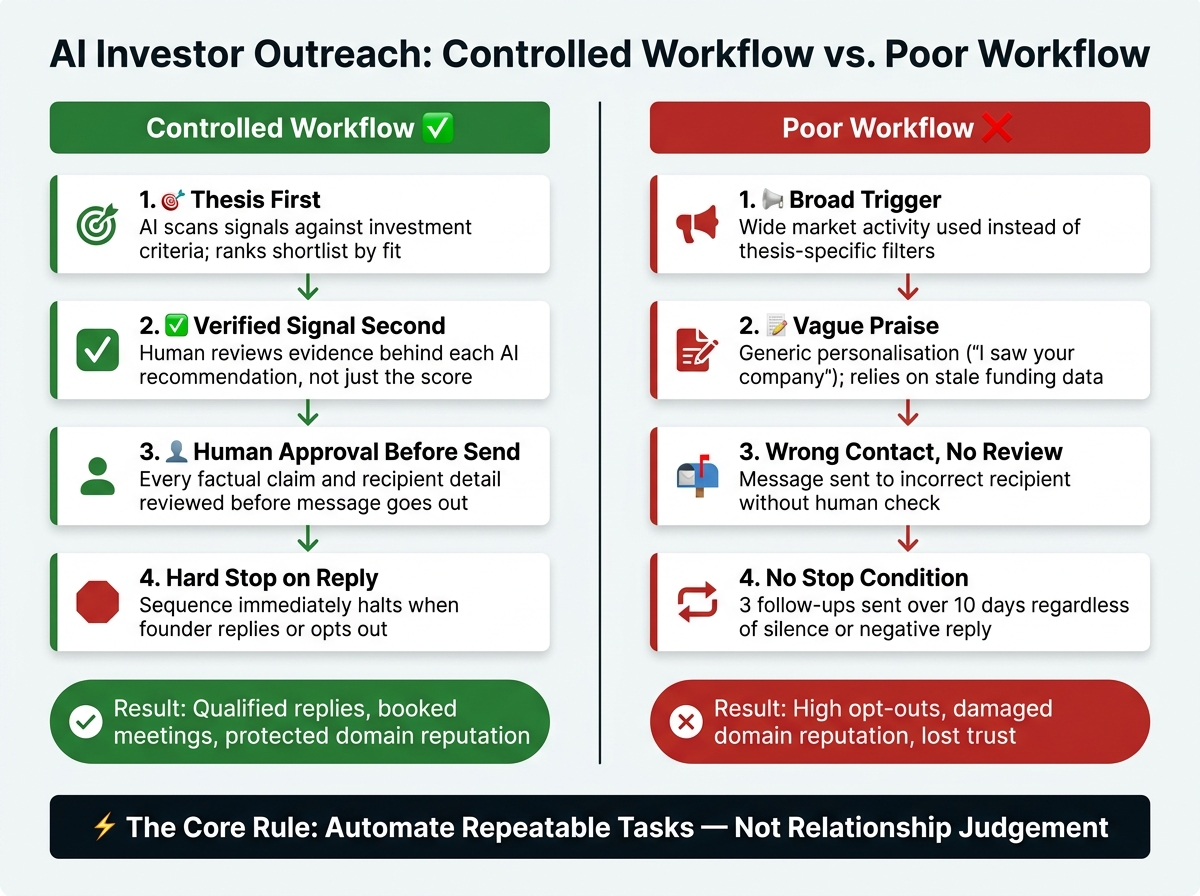 AI Investor Outreach: Controlled Workflow vs. Poor Workflow