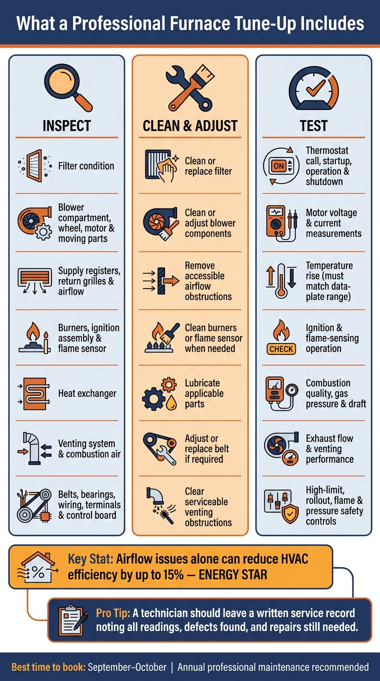 Fall Furnace Tune-Up Checklist: What Gets Inspected, Cleaned & Tested