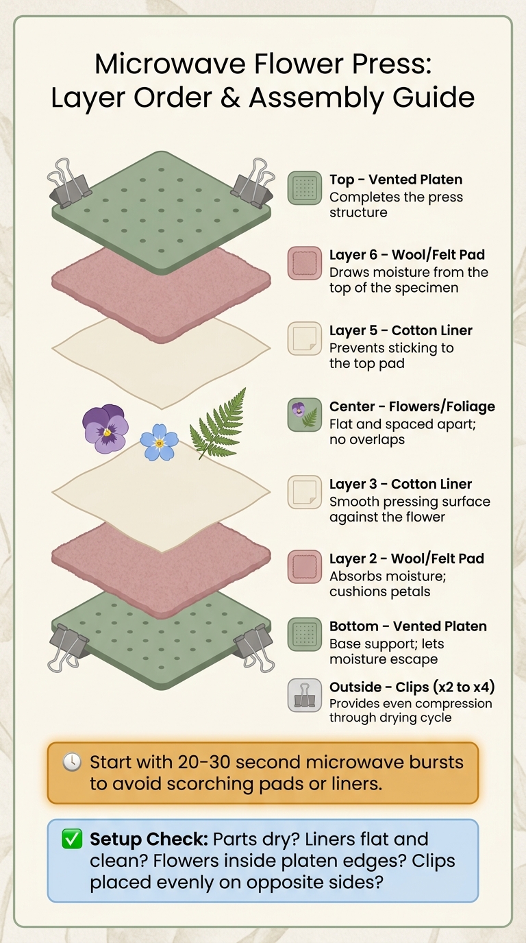 Microwave Flower Press: Layer Order & Assembly Guide