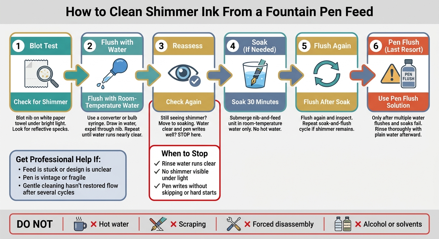 How to Clean Shimmer Ink From a Fountain Pen Feed